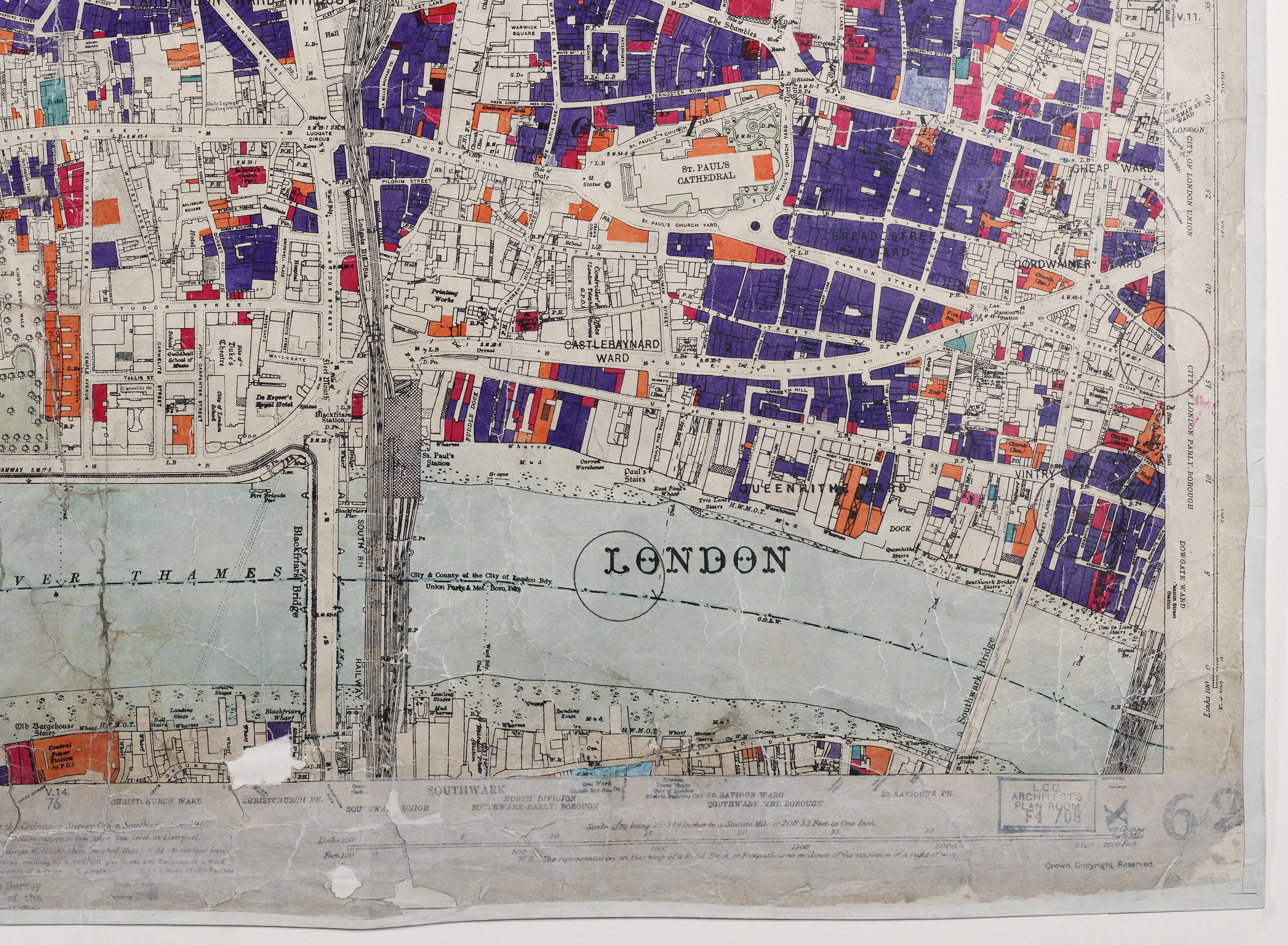 bomb damage map of Holborn and the City of London