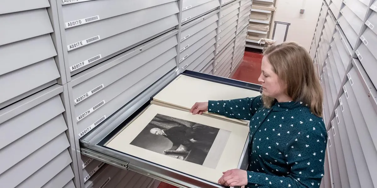 viewing-large-drawing-in-strongroom-drawers